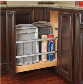 7-1/8" 1-Shelf Base Cabinet Organizer Pullout with Tray Divider/Foil Wrap Holder; Semi-Gloss