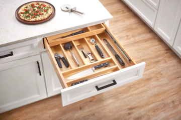 22-1/2" 14-Compartments Two Tiered Cutlery Drawer with BLUMOTION Soft-Close; Semi-Gloss