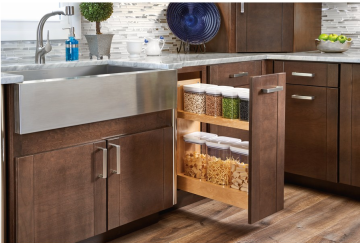 8" Base Cabinet Organizer with OXO Containers and Soft-Close; Maple