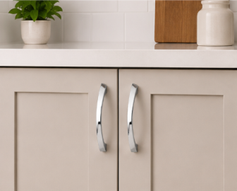 160 MM Center-to-Center Polished Chrome Flared Philip Cabinet Pull